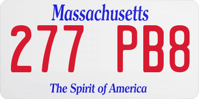 MA license plate 277PB8