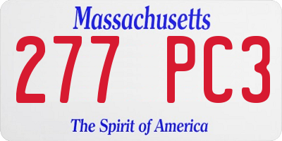 MA license plate 277PC3