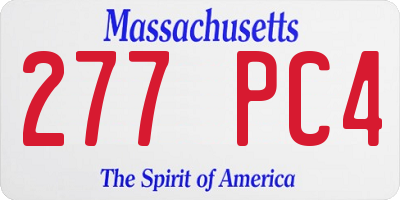 MA license plate 277PC4