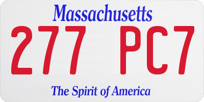 MA license plate 277PC7