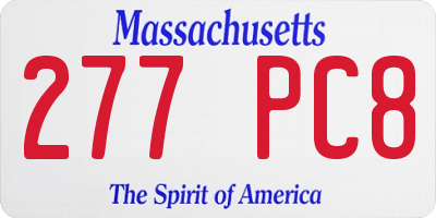 MA license plate 277PC8