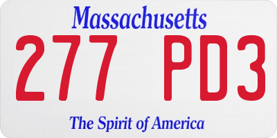MA license plate 277PD3