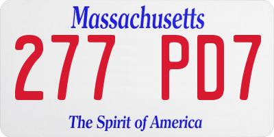 MA license plate 277PD7
