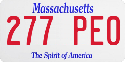 MA license plate 277PE0