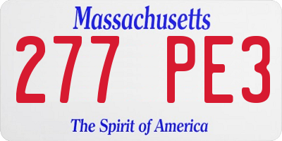 MA license plate 277PE3