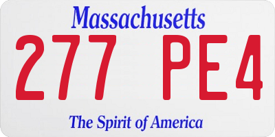MA license plate 277PE4
