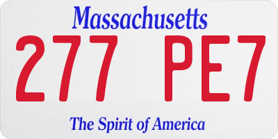 MA license plate 277PE7