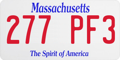 MA license plate 277PF3