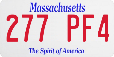 MA license plate 277PF4