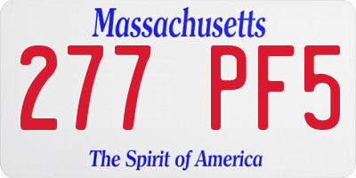 MA license plate 277PF5