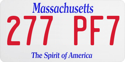 MA license plate 277PF7