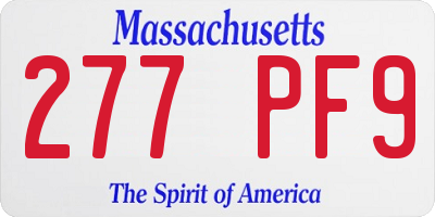 MA license plate 277PF9