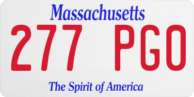 MA license plate 277PG0