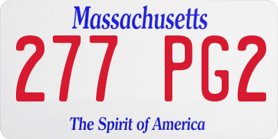 MA license plate 277PG2