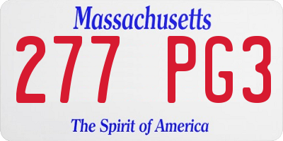 MA license plate 277PG3
