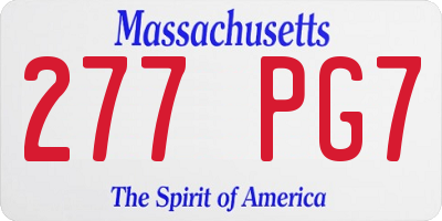 MA license plate 277PG7