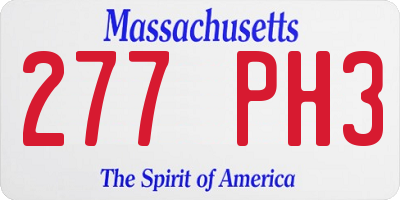 MA license plate 277PH3