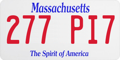 MA license plate 277PI7