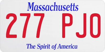 MA license plate 277PJ0
