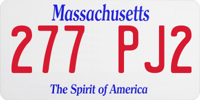 MA license plate 277PJ2