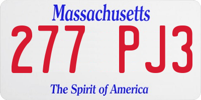 MA license plate 277PJ3