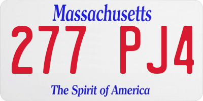 MA license plate 277PJ4
