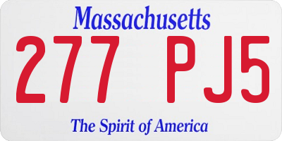 MA license plate 277PJ5
