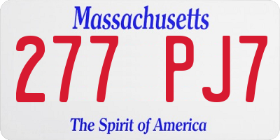MA license plate 277PJ7