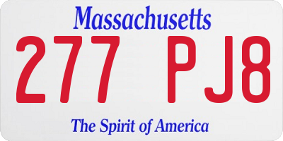 MA license plate 277PJ8