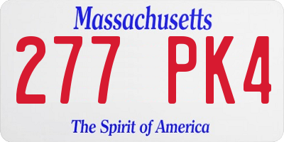 MA license plate 277PK4