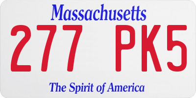 MA license plate 277PK5