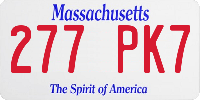 MA license plate 277PK7