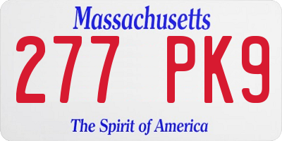 MA license plate 277PK9