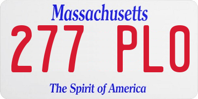 MA license plate 277PL0