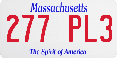 MA license plate 277PL3