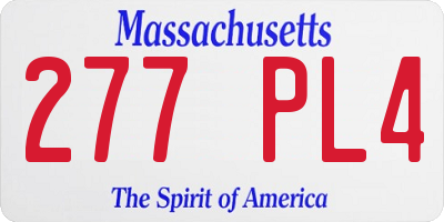 MA license plate 277PL4