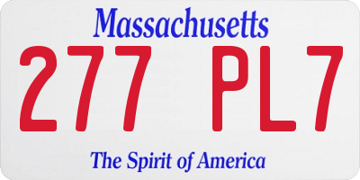 MA license plate 277PL7