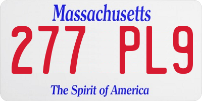 MA license plate 277PL9
