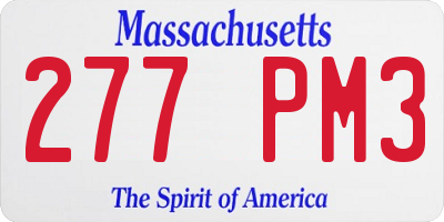 MA license plate 277PM3