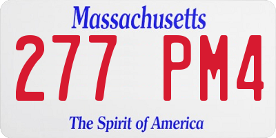 MA license plate 277PM4
