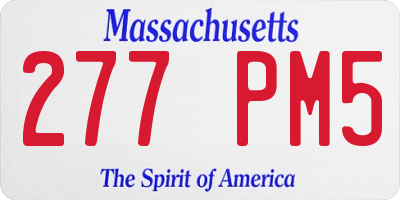 MA license plate 277PM5