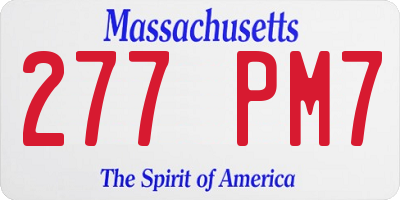 MA license plate 277PM7