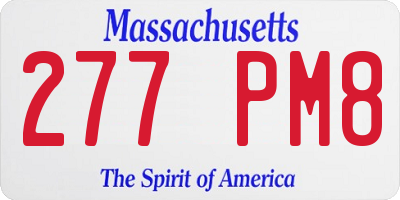MA license plate 277PM8
