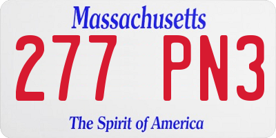 MA license plate 277PN3