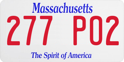MA license plate 277PO2