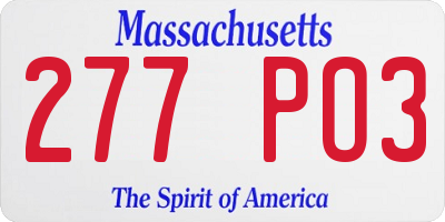 MA license plate 277PO3