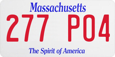 MA license plate 277PO4