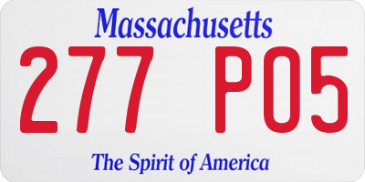 MA license plate 277PO5