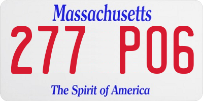 MA license plate 277PO6