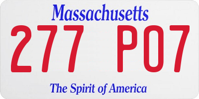MA license plate 277PO7